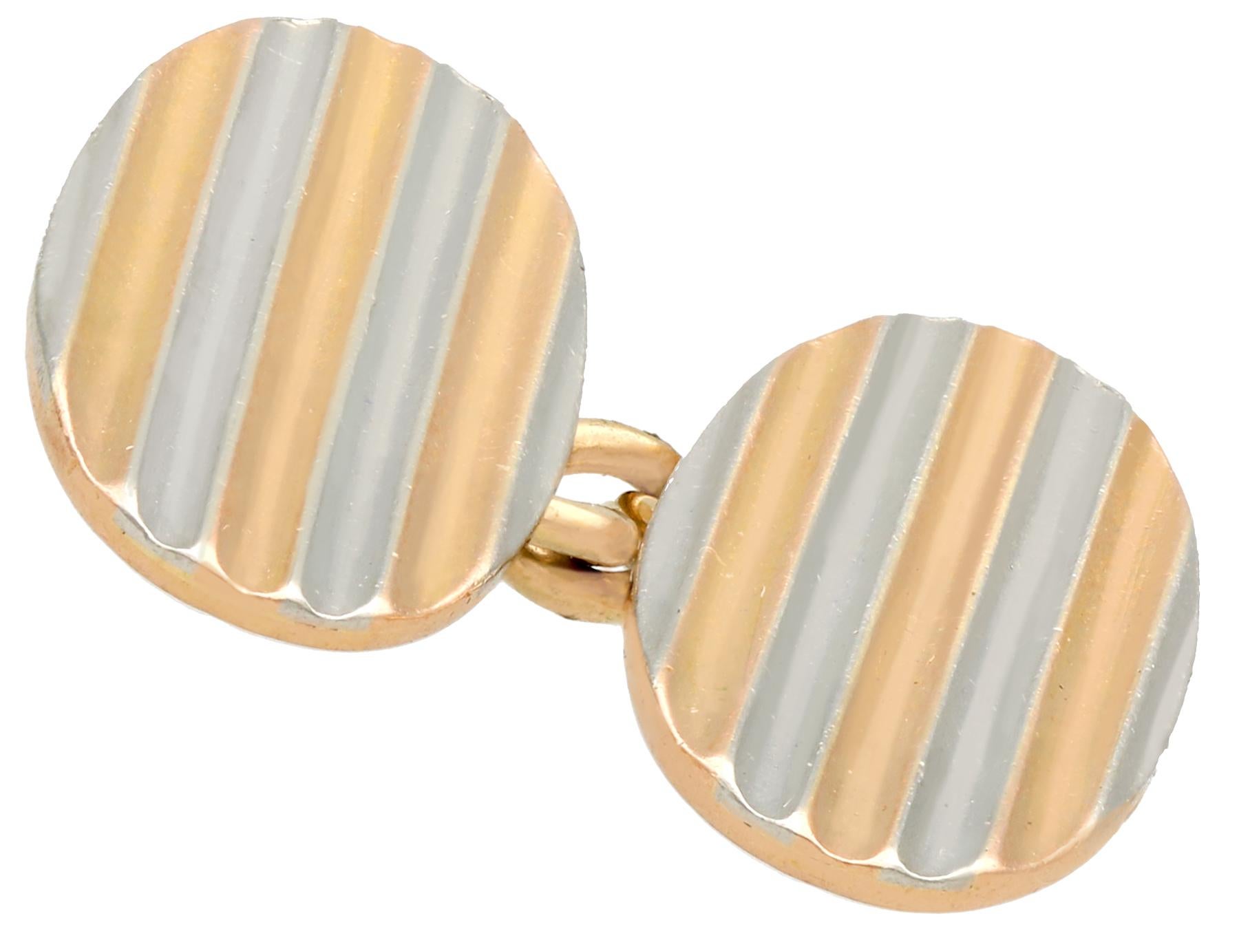 Women's or Men's Antique Yellow Gold and Platinum Cufflinks, circa 1910 For Sale