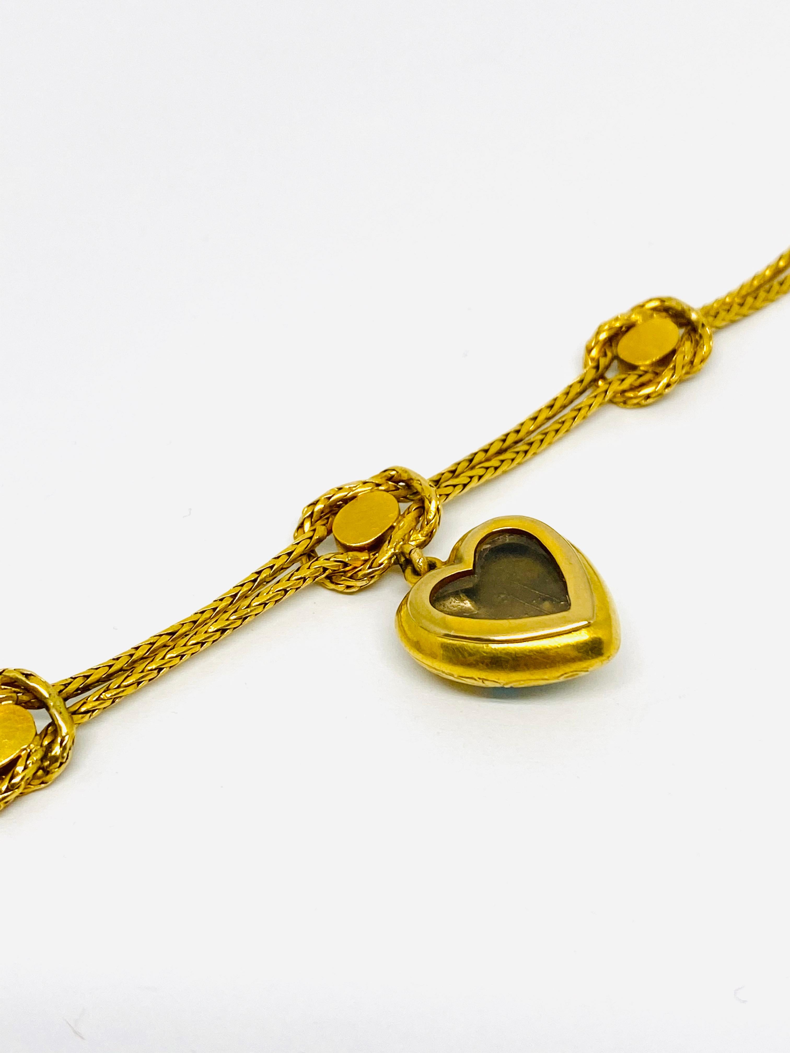 Antique Yellow Gold and Turquoise Bracelet w/ Heart Charm  In Excellent Condition In Beverly Hills, CA