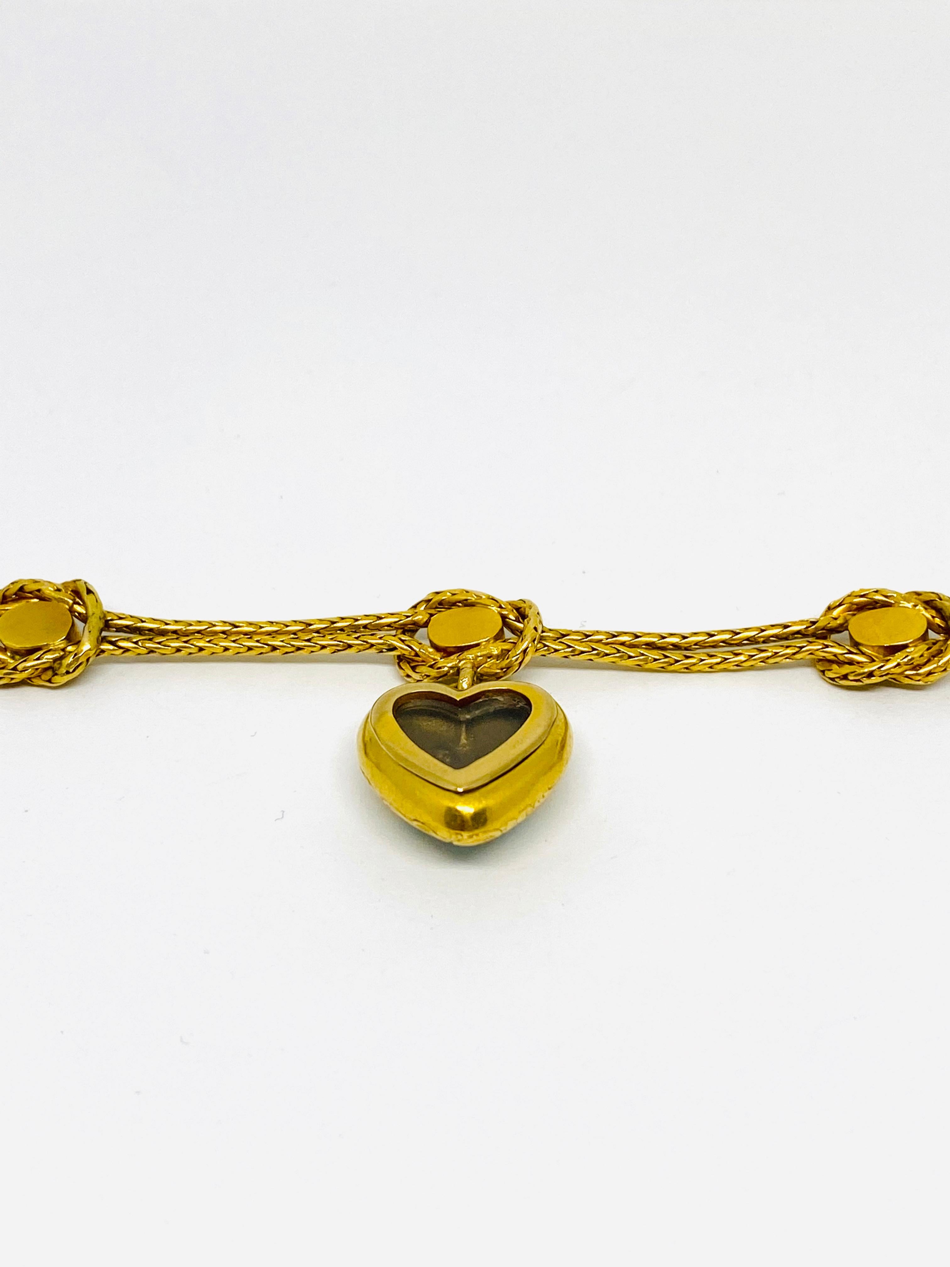 Antique Yellow Gold and Turquoise Bracelet w/ Heart Charm  1