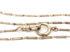 Antique Yellow Gold Bar Link Pocket Watch Chain Large Dog Clip & Spring Ring