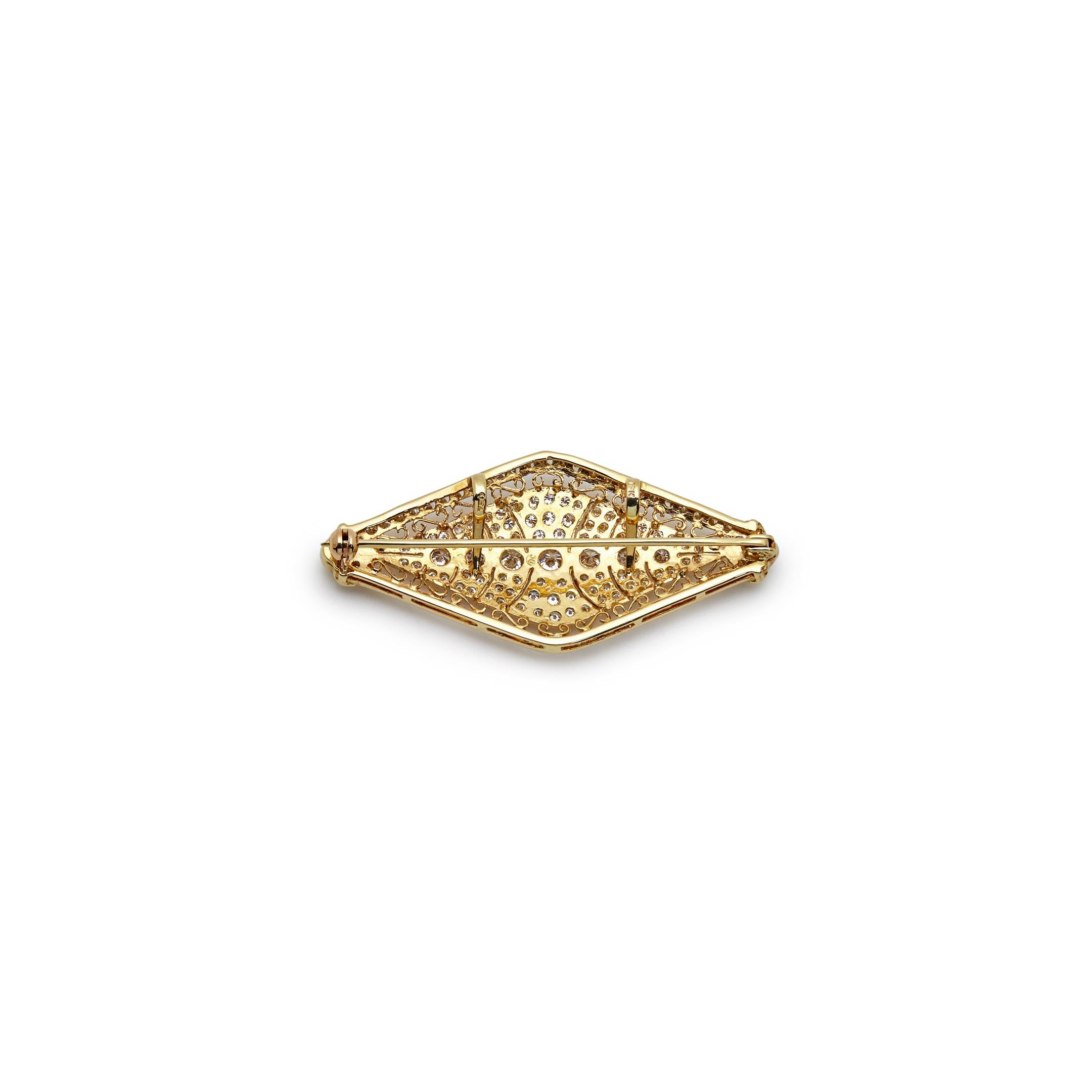 Round Cut Antique Yellow Gold Brooch For Sale