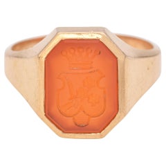 Antique Yellow Gold Carnelian Intaglio Signet Ring