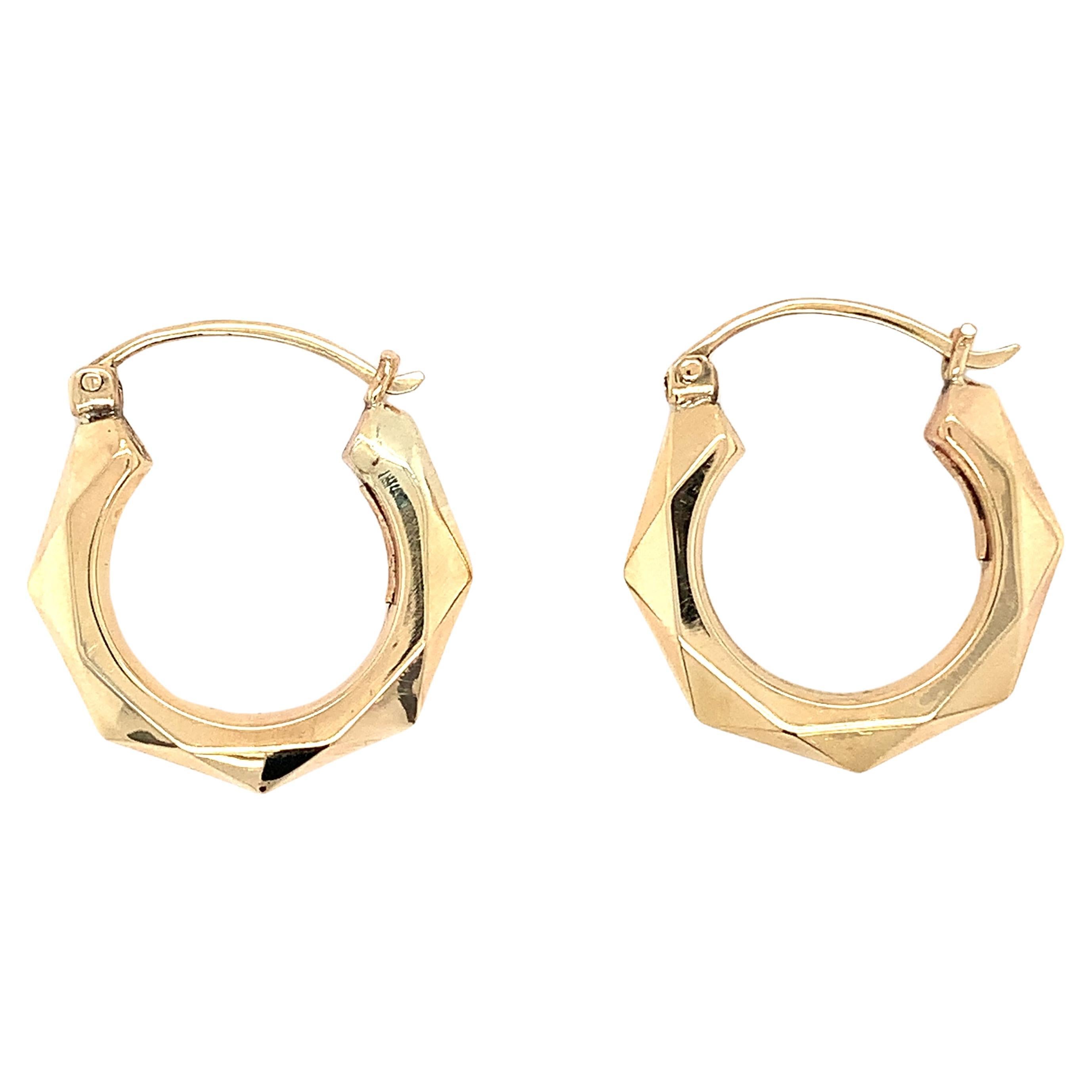 Antike Gelbgold Chunky Hoop Huggie-Ohrringe