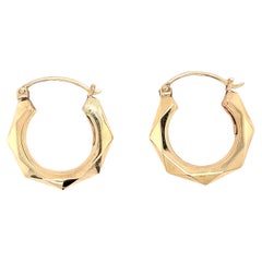Antique Yellow Gold Chunky Hoop Huggie Earrings