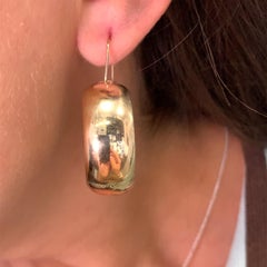 Antique Yellow Gold Chunky Hoops Huggies Leverback Earrings