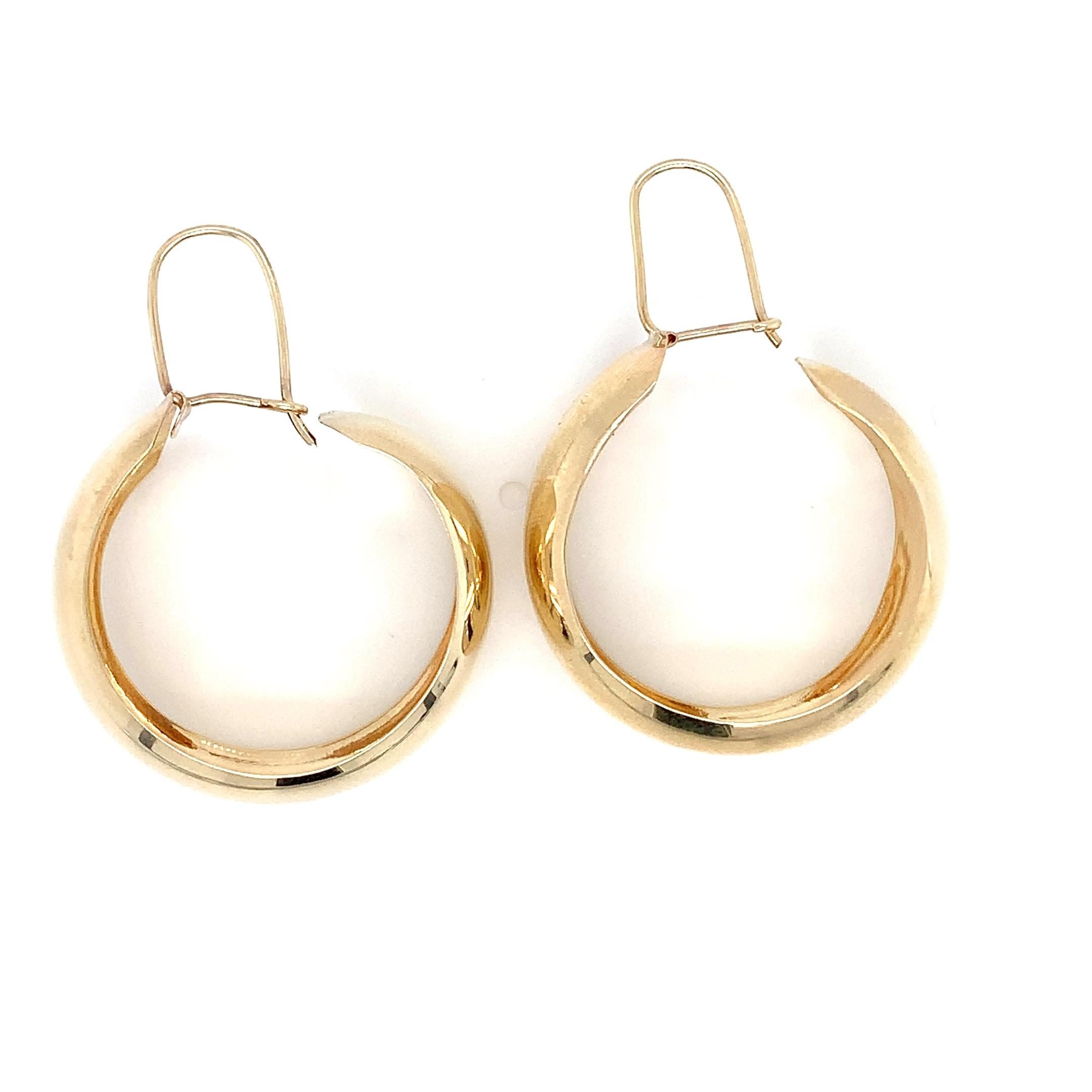 Art Deco Antique Yellow Gold Chunky Hoops Huggies Leverback Earrings For Sale