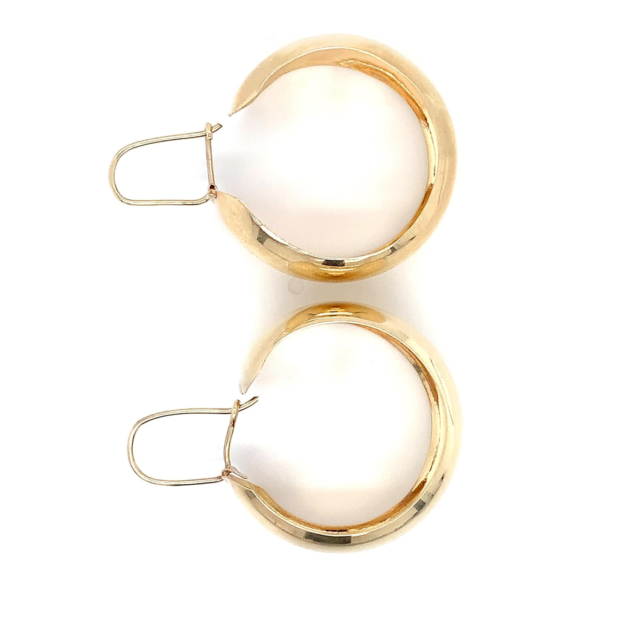 Antique Yellow Gold Chunky Hoops Huggies Leverback Earrings In New Condition For Sale In London, GB