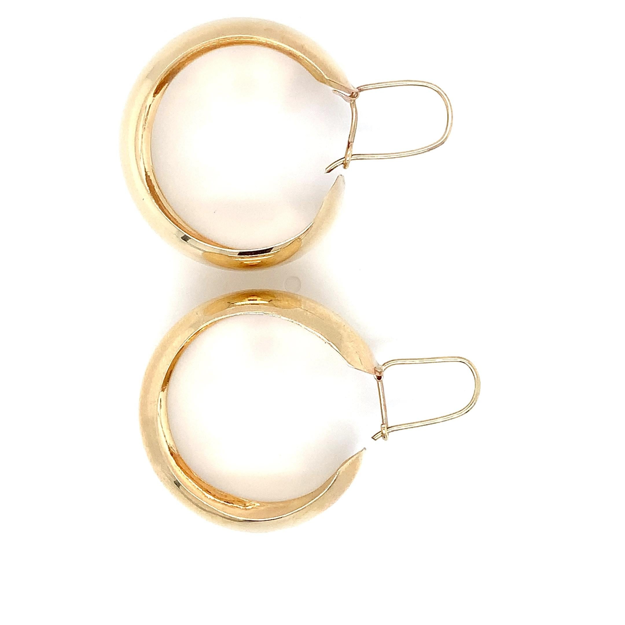 Women's Antique Yellow Gold Chunky Hoops Huggies Leverback Earrings For Sale
