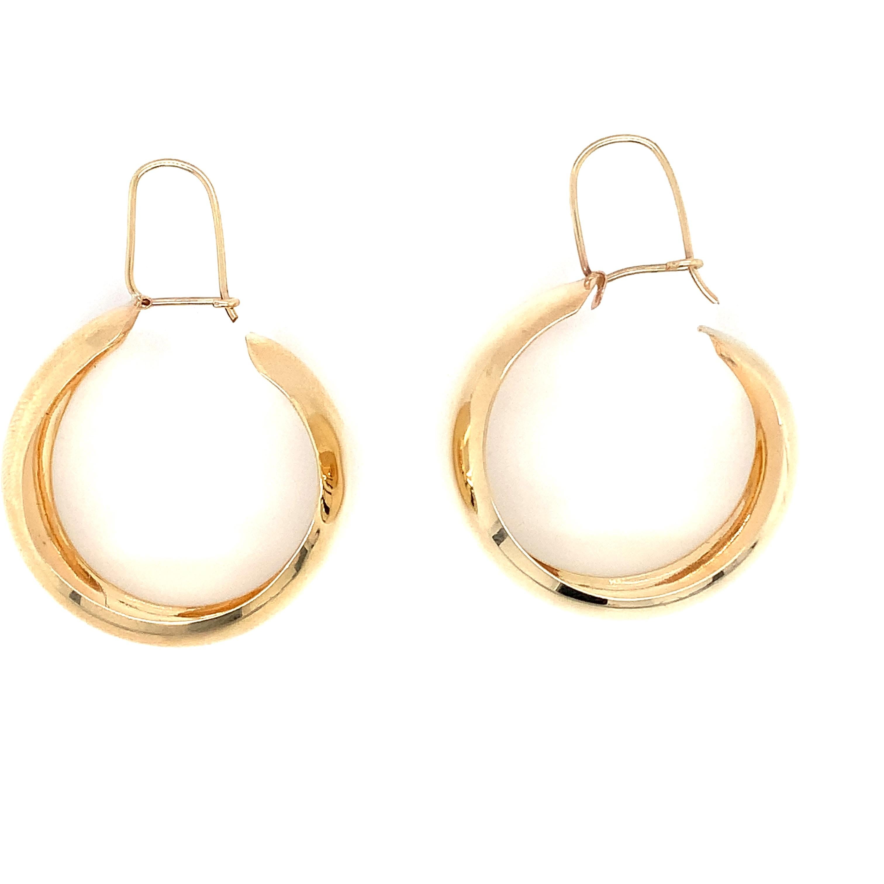 Antique Yellow Gold Chunky Hoops Huggies Leverback Earrings For Sale 1