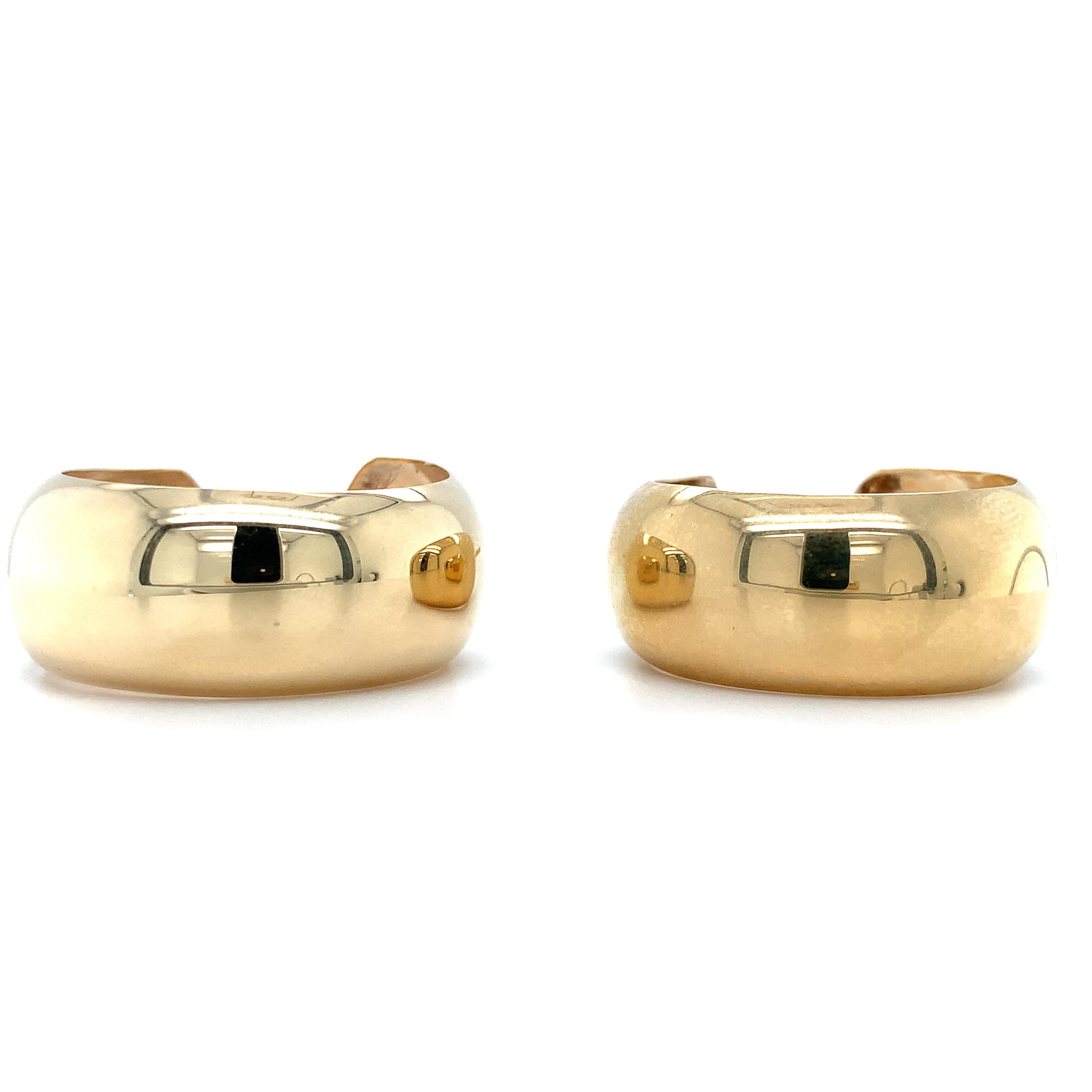 Antique Yellow Gold Chunky Hoops Huggies Leverback Earrings For Sale 2