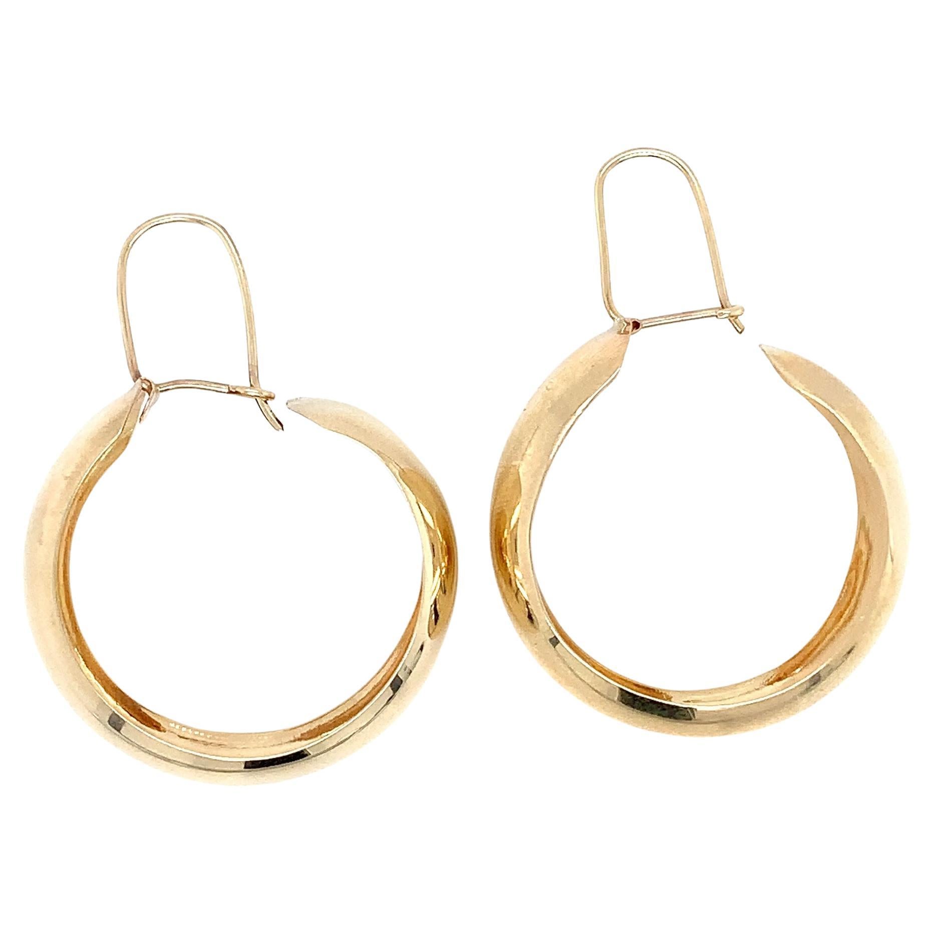 Antike Gelbgold Chunky Hoops Huggies Klappbrisur-Ohrringe
