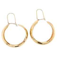 Antique Yellow Gold Chunky Hoops Huggies Leverback Earrings