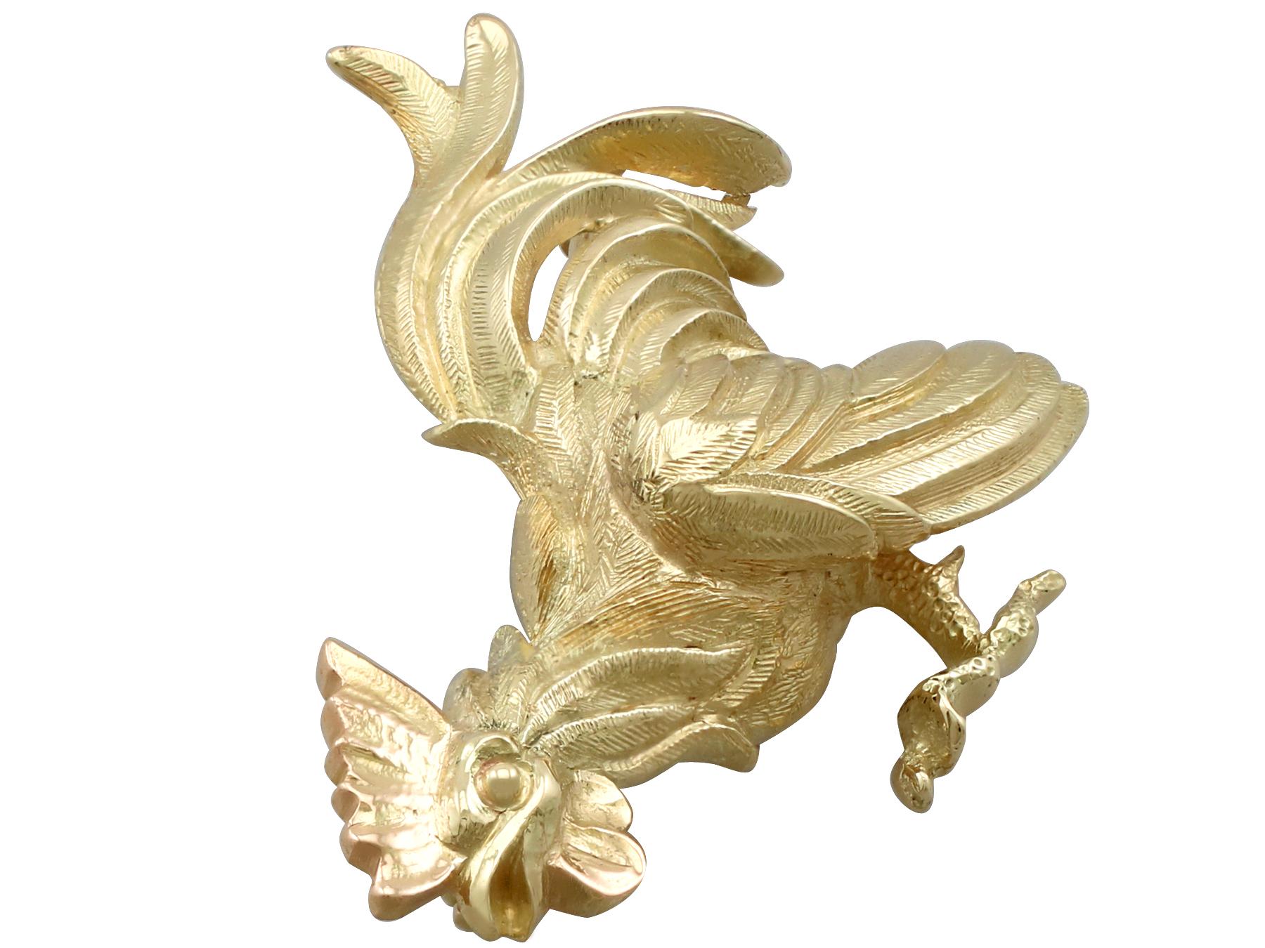 Antique Yellow Gold Cockerel Brooch In Excellent Condition In Jesmond, Newcastle Upon Tyne