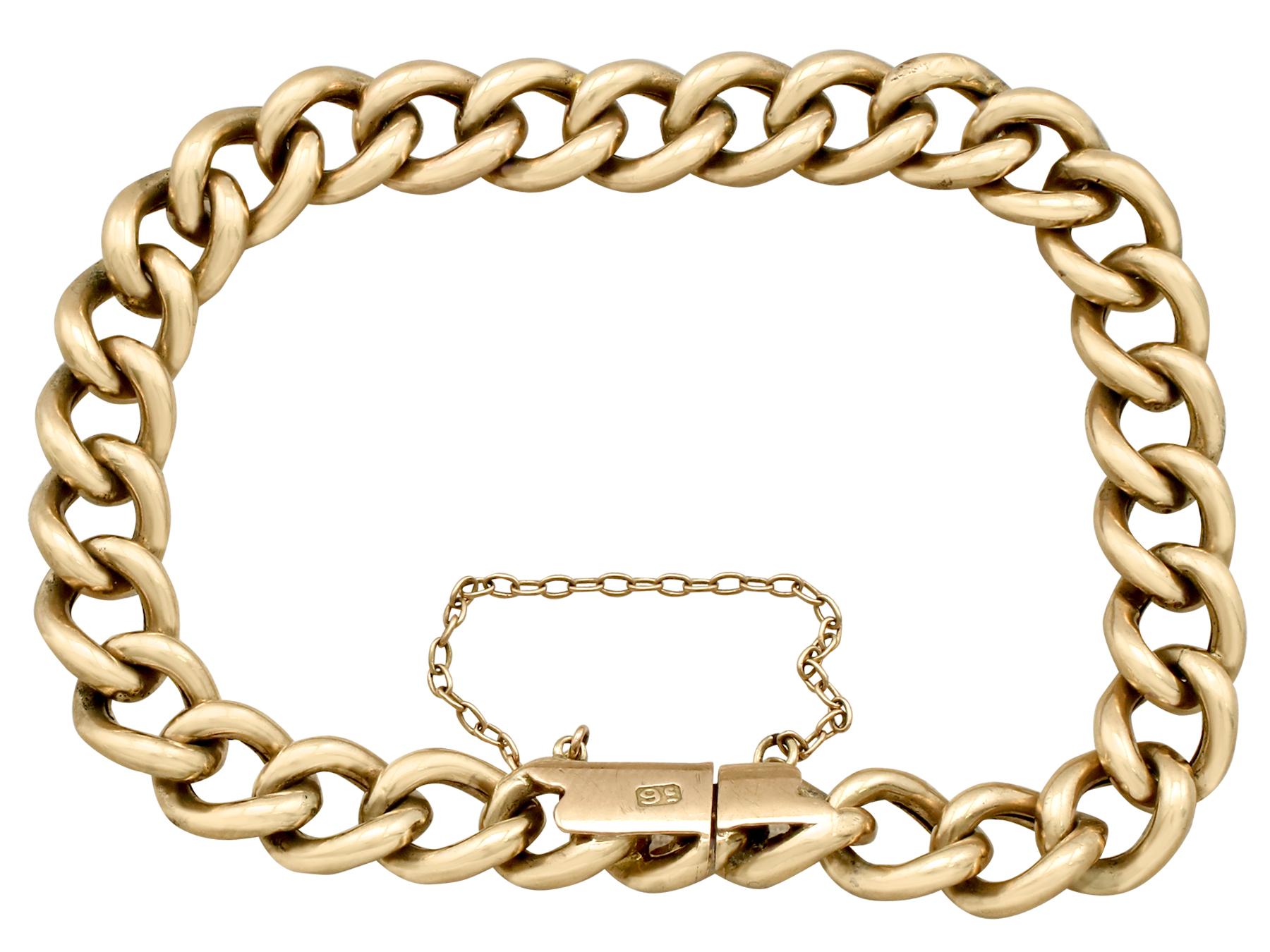 Women's or Men's Antique 1900s Yellow Gold Curb Link Bracelet