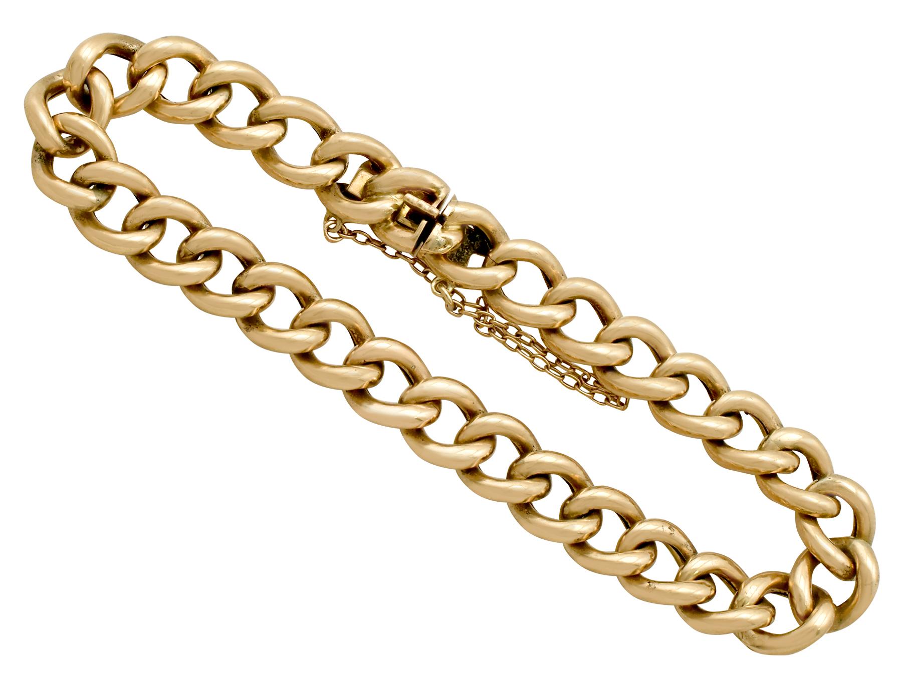 Antique 1900s Yellow Gold Curb Link Bracelet 1