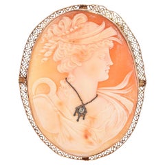 Antique Yellow Gold Diamond Cameo Brooch