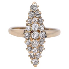 Antique Yellow Gold Diamond Navette Ring