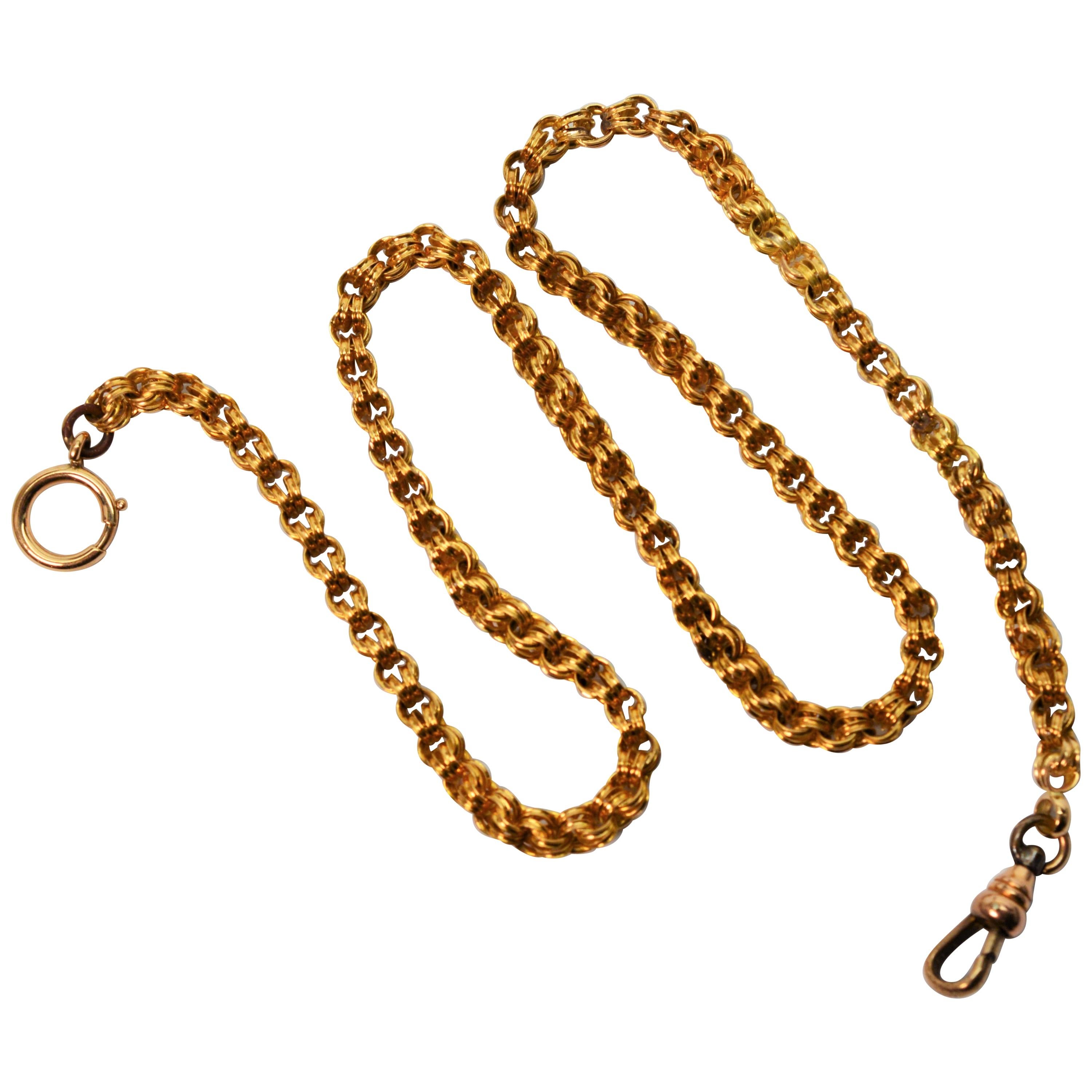 Antique Yellow Gold Double Cable Watch Chain