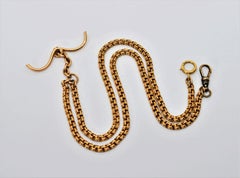 Antique 12 Karat Yellow Gold Double Link Pocket Watch Chain