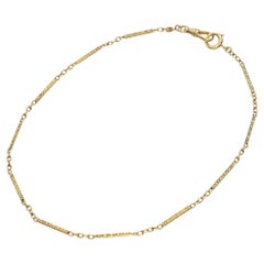 Antique Yellow Gold Engraved Bar 14" Watch Chain