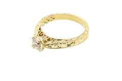 Antique Yellow Gold Engraved Diamond Engagement Ring 'GIA'