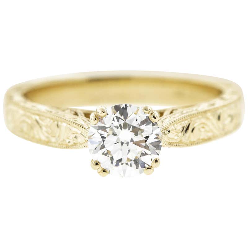Hand Engraved Filigree Inspired Engagement Ring at 1stDibs | hand ...