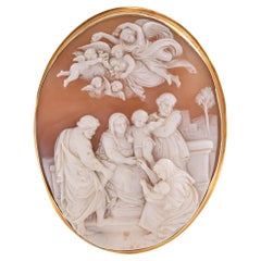 Antique Yellow Gold "Family of Jesus and John" Cameo Brooch
