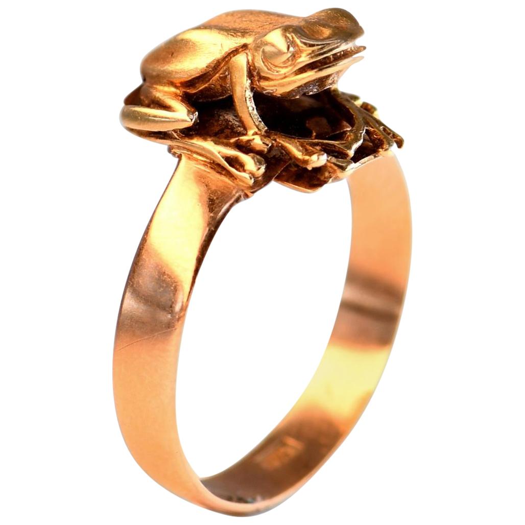 Antique Yellow Gold Frog Animal Ring