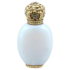 Antike antike Senfflasche aus Gelbgold, Granat, Rubin, Hartstein und Glas, um 1845