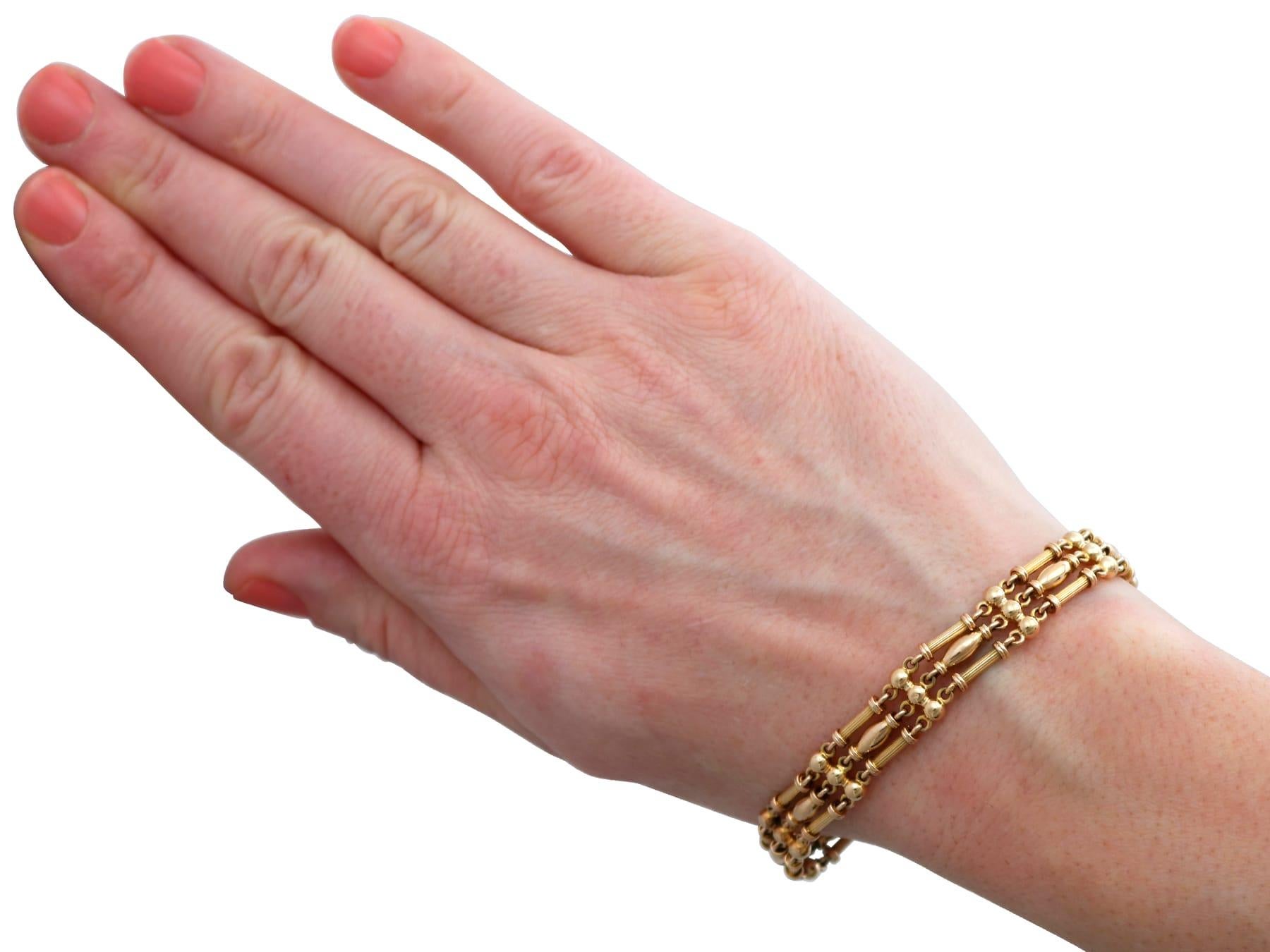 Women's or Men's Antique Yellow Gold Gate Bracelet For Sale