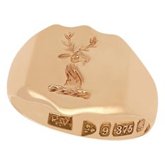 Antique Yellow Gold Gent's Stag Signet Ring
