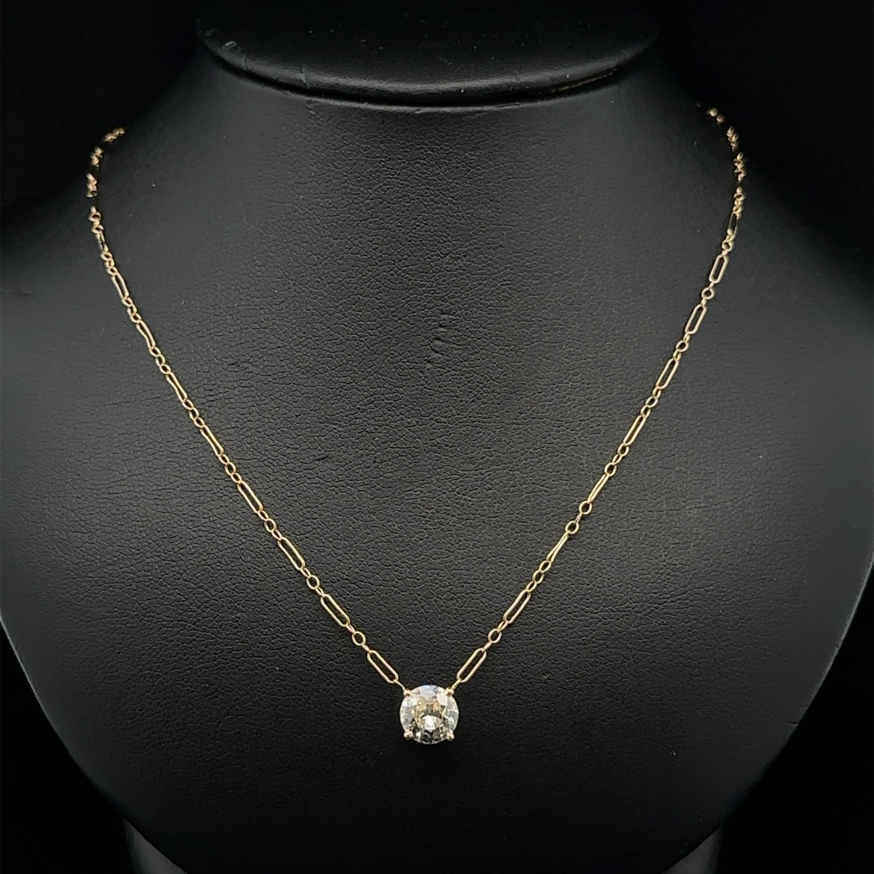 Pendentif solitaire de 16 pouces en or jaune ancien avec diamant GIA de 0,96 carat en vente 6