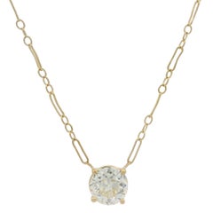 Colgante Solitario Diamante Antiguo Oro Amarillo GIA 0,96ct Collar Cadena 16