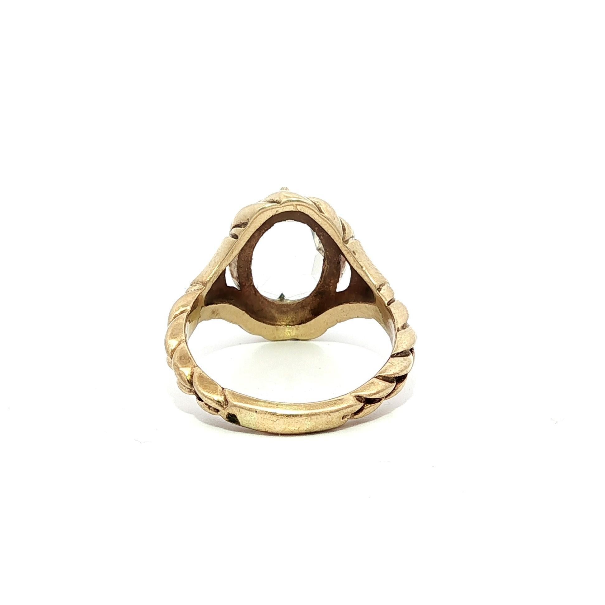 Anello con corda ritorta in oro giallo antico GIA 1,67ct Oval Rose Cut Diamond Solitaire in vendita 1