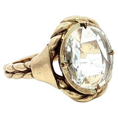 Antique Yellow Gold GIA 1.67ct Oval Rose Cut Diamond Solitaire Twisted Rope Ring