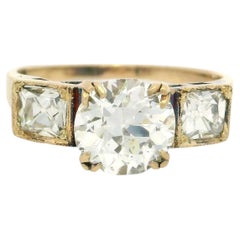 Antique Yellow Gold GIA 2.34ctw Old European French Cut Diamond Engagement Ring