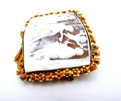Antique Yellow Gold Greek Mythology Motif Cameo Brooch