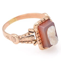 Antique Yellow Gold Hardstone Cameo Ring