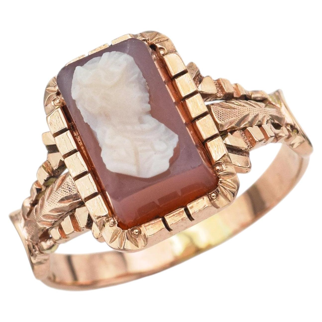 Antiker Gelbgold-Hartstein-Kamee-Ring