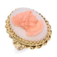 Antique Yellow Gold Hardstone Classical Warrior Cameo Ring