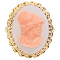 Antique Yellow Gold Hardstone Classical Warrior Cameo Ring