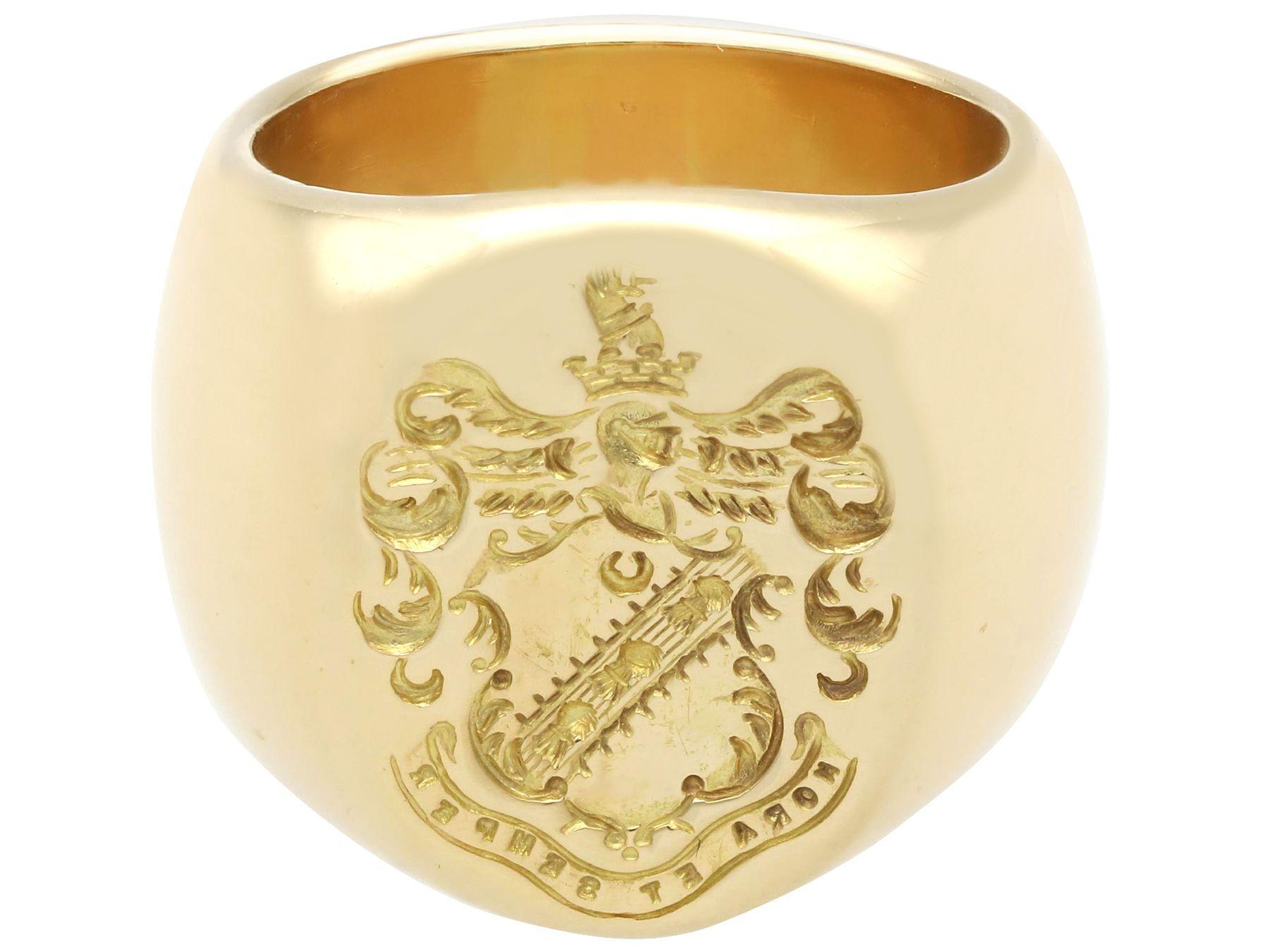 Women's or Men's Antique Yellow Gold Intaglio Signet Ring Circa 1915