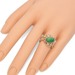 Antique Yellow Gold Jade and Old Mine Cut Diamond Ring