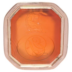 Anello con incisione di corniola grande in oro giallo antico