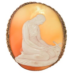 Antique Yellow Gold Mary Magdalen Repenting Brooch