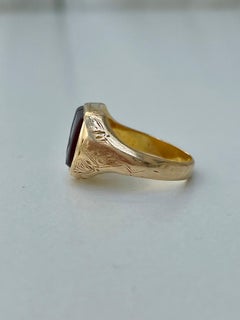 Antique Yellow Gold Masonic Carved Sardonyx Signet Ring