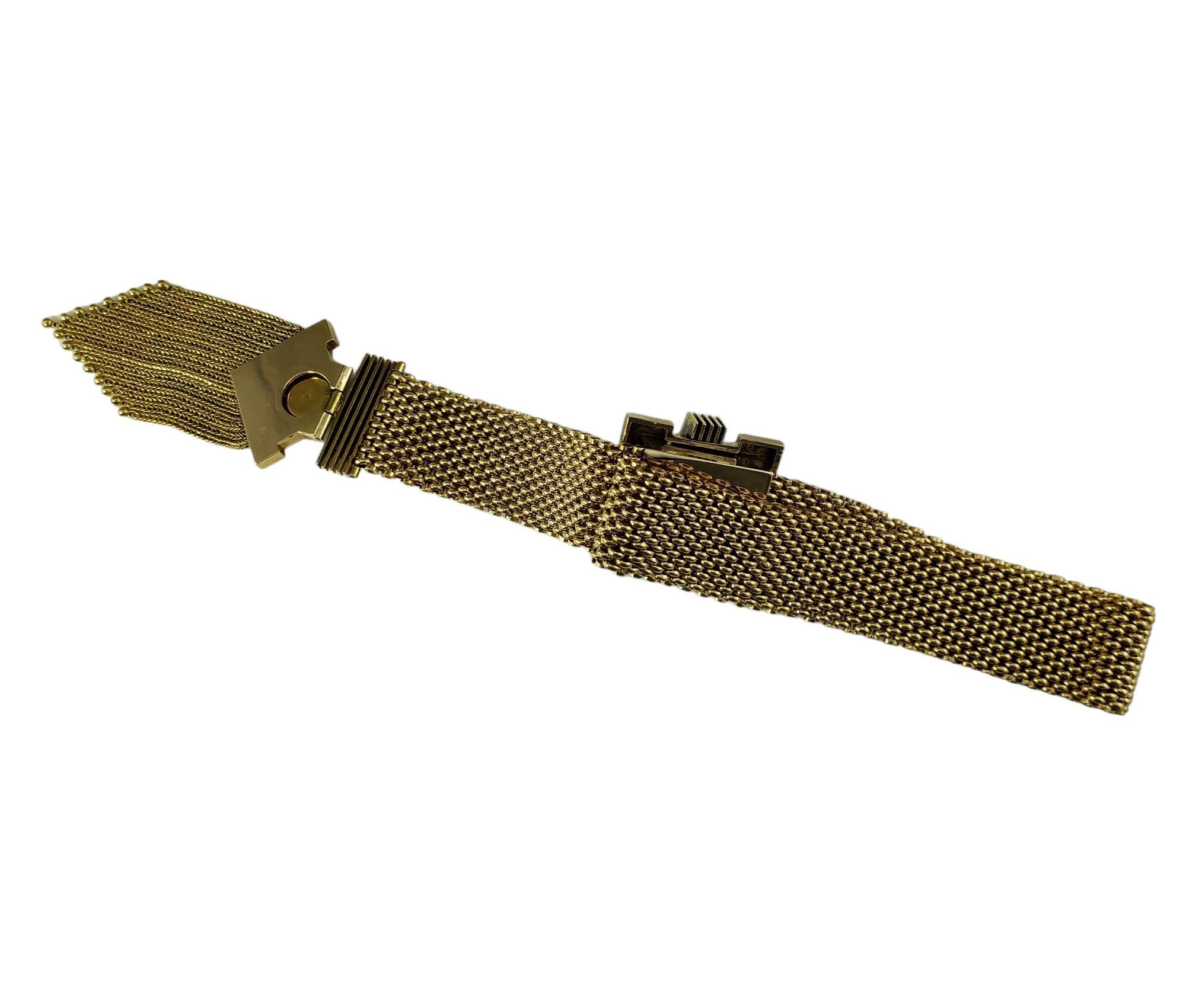Antikes Gelbgold Mesh Slide-Armband mit Perlen und schwarzer Emaille #16631 Damen im Angebot