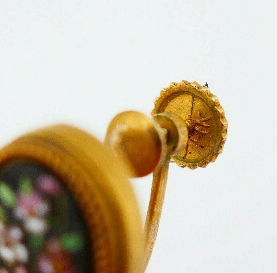 Antique Yellow Gold Micro Mosaic Earrings Pendant Set 7