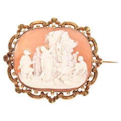 Broche camafeo de oro amarillo antiguo Moisés partiendo el mar