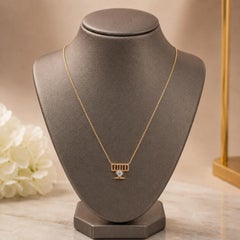 Antique Yellow Gold Old Cut Diamond Menorah Pendant Adjustable Chain Necklace